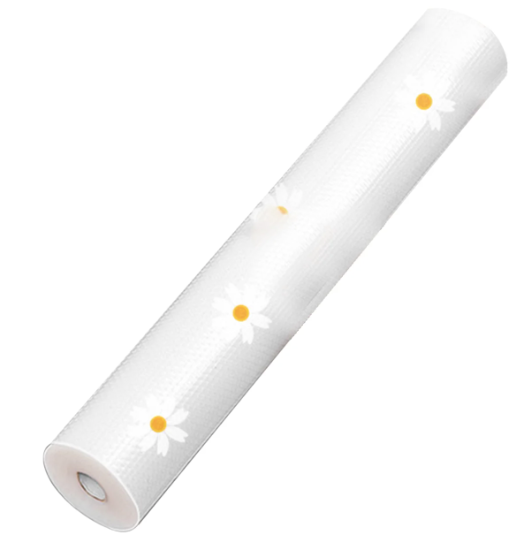 Folie de protectie pentru rafturi 45 x 300cm cu floricele albe